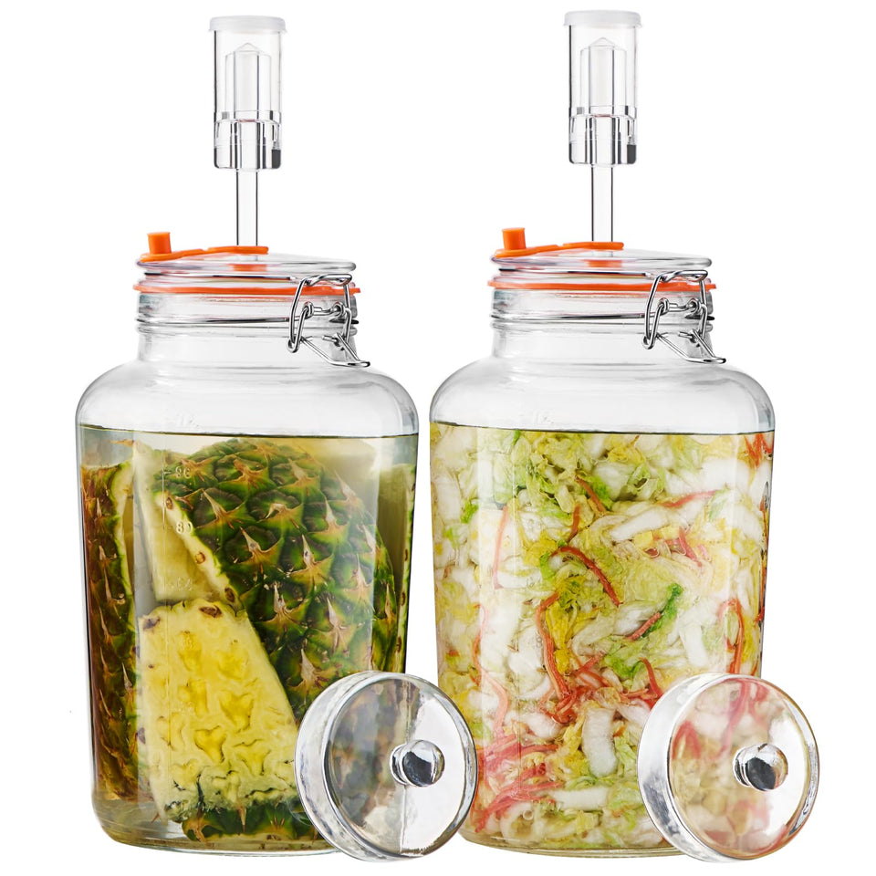 Glolaurge 1gal fermentation jar with wide mouth for easy vegetable packing