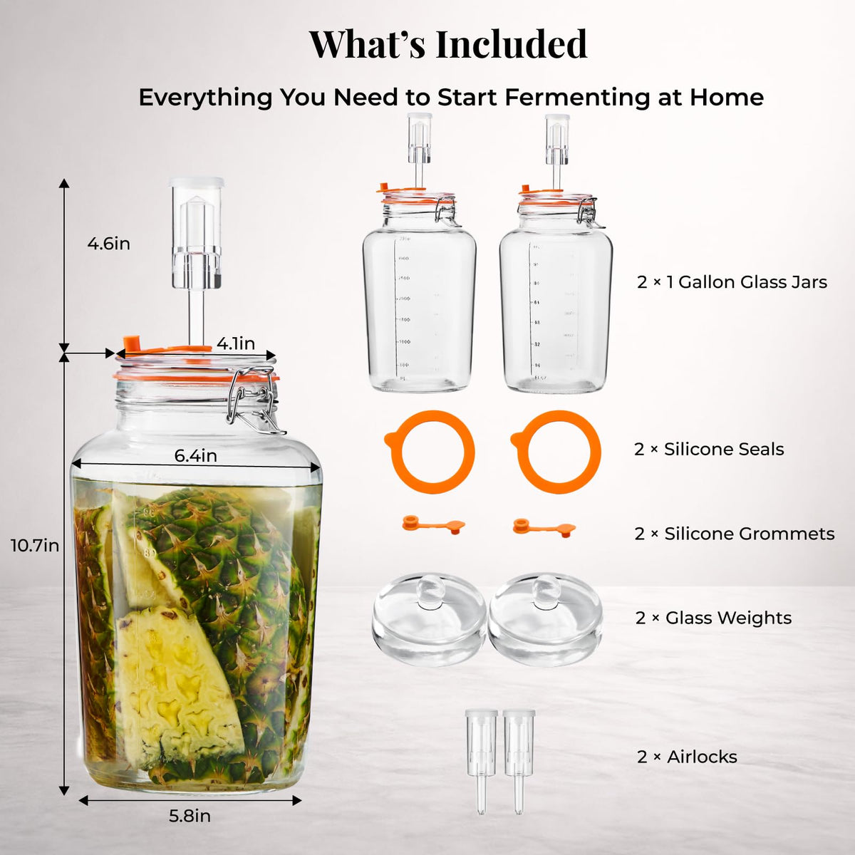 Glolaurge 2-pack fermentation jars with airlocks enable hands-free gas release