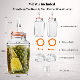 Glolaurge 2-pack fermentation jars with airlocks enable hands-free gas release