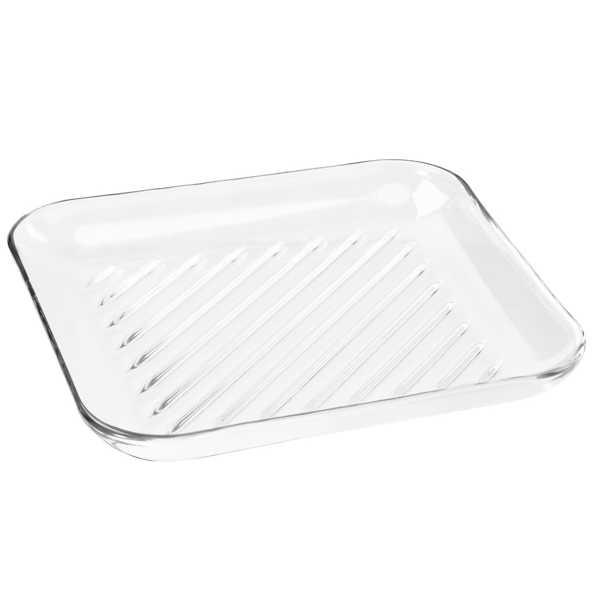 Glolaurge Glass Bacon Tray with grease drainage.