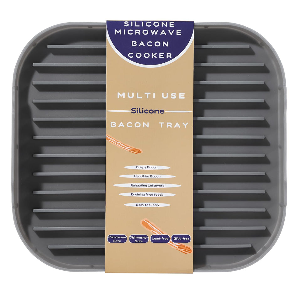 Glolaurge microwave bacon cooker tray delivers crisp bacon quickly with less mess.