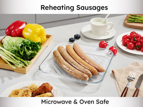 Glolaurge Microwave BaconTray Nonplastic Glass for safer prep.