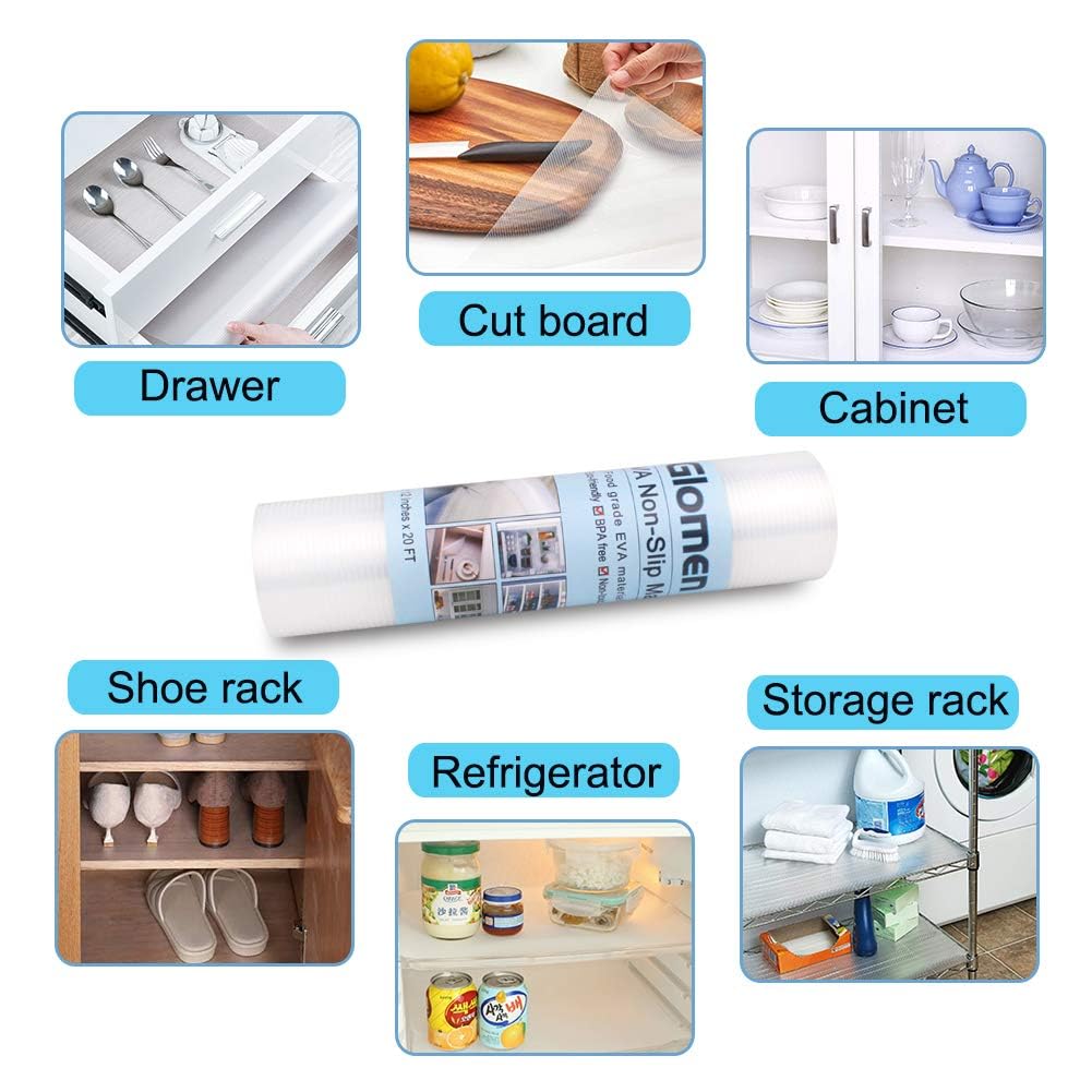 Glomen non-slip liner resists slipping and cleans with a quick wipe.