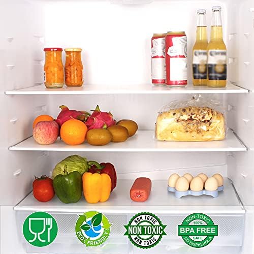 Glomen shelf liner protects kitchen cabinets from spills and mess.