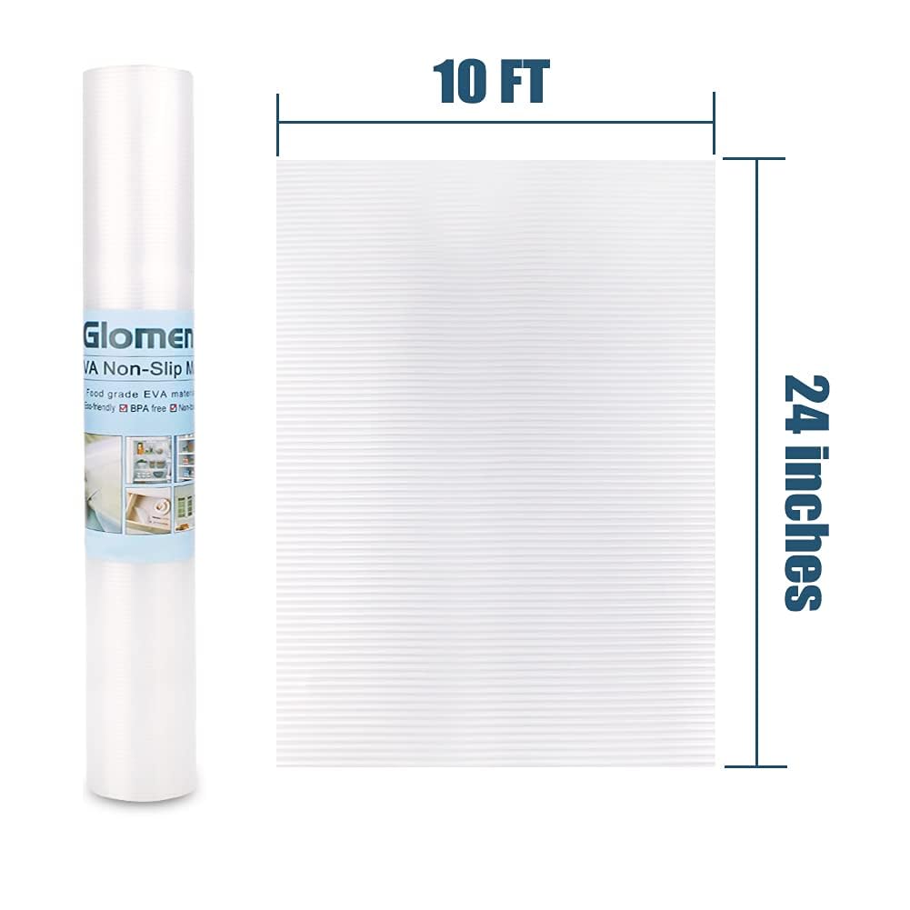 Glomen shelf liner multi-use storage solution for cabinets, shelves, desks.