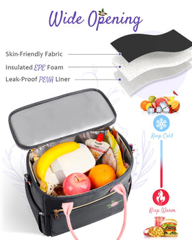 GLORIEROO lunch bag features three front and back pockets for devices