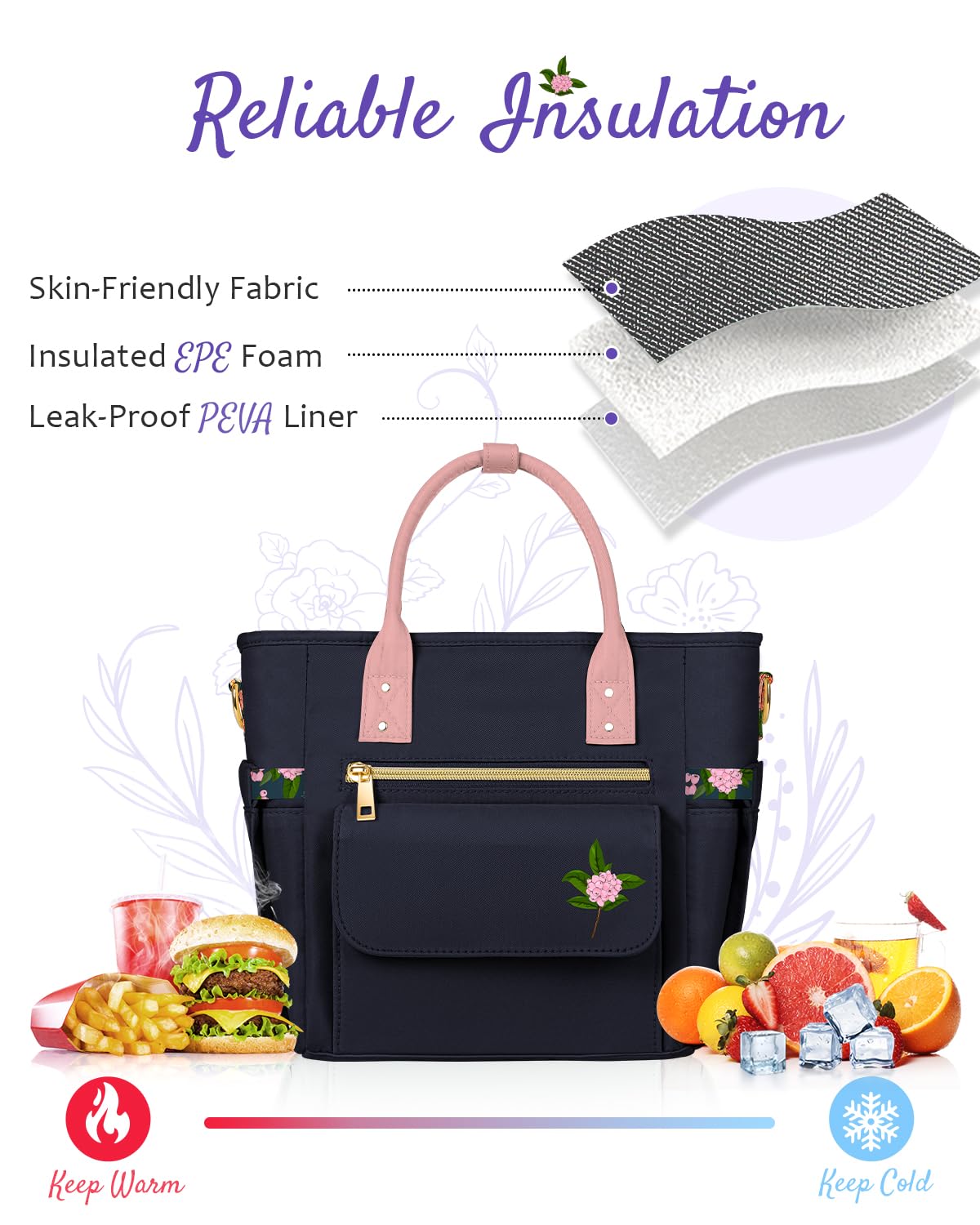 GLORIEROO floral-patterned bag with adjustable strap attached to a backpack for travel.