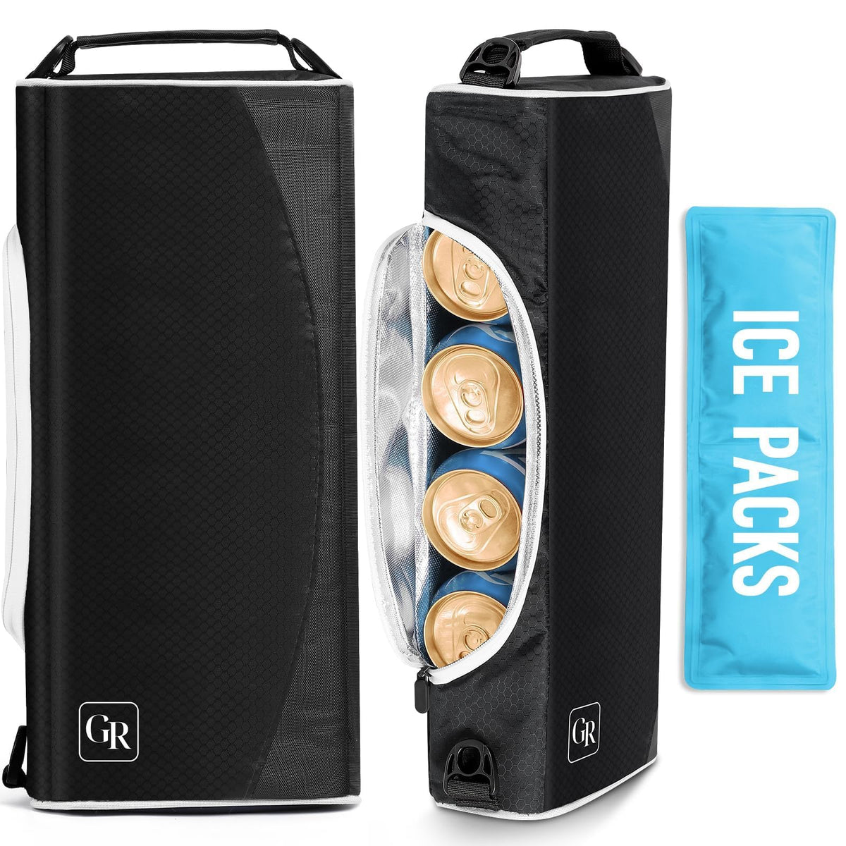 GLORIEROO golf cooler bag interior layout keeps cans and bottles organized for quick access.