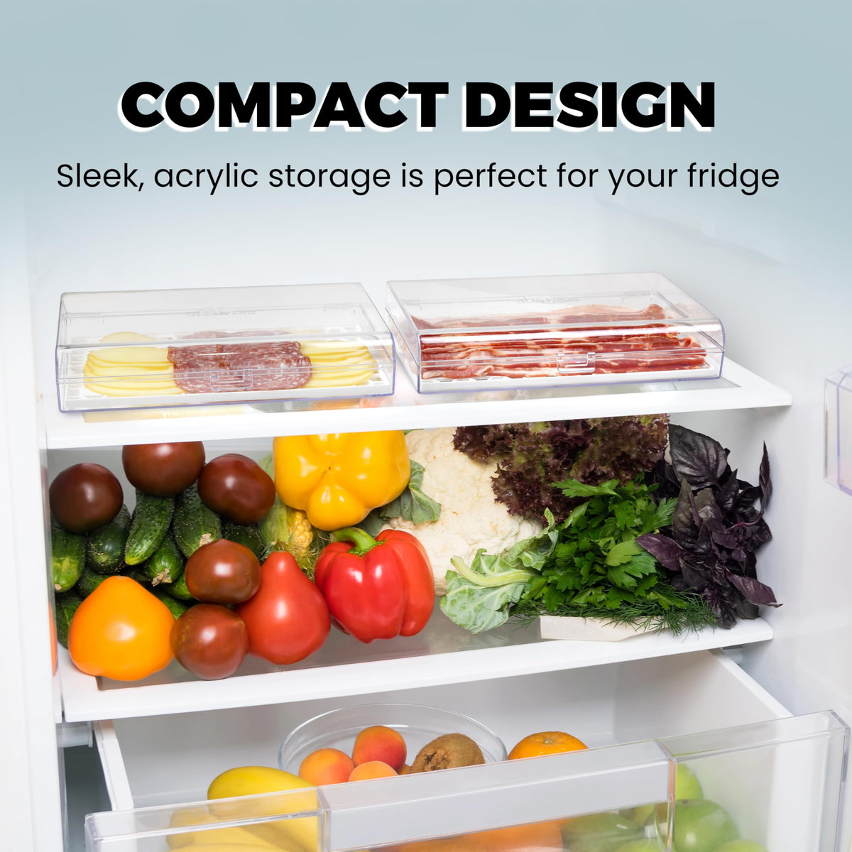 GlossyEnd Bacon Keeper perforated tray inside promotes drainage and extended freshness.