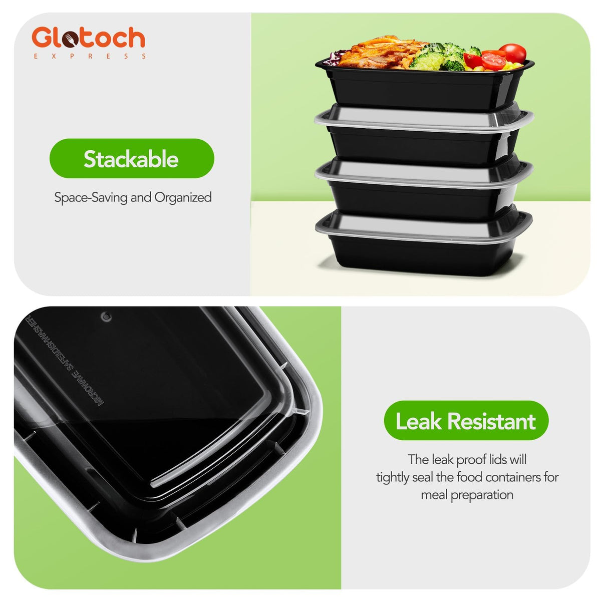 Glotoch Express dishwasher-safe plastic for easy cleanup.