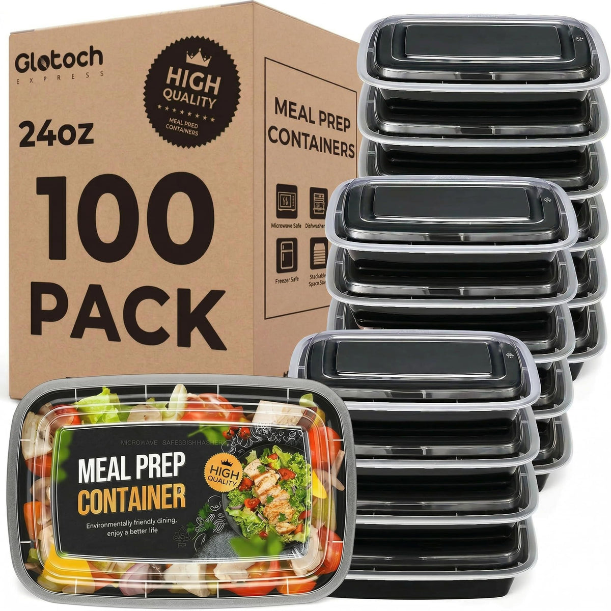 Glotoch Express 24oz meal prep container with lid for organized lunches.