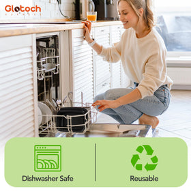 Glotoch Express microwave-safe container with lid removed for heating.