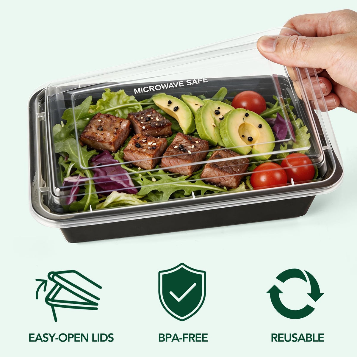 Glotoch Express stackable black design saves fridge space and organizes shelves.