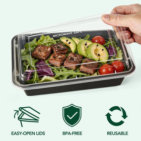 Glotoch Express stackable black design saves fridge space and organizes shelves.