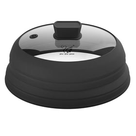 GLOU-GLOU GGG microwave splatter cover in black with glass lid protects food from splatters