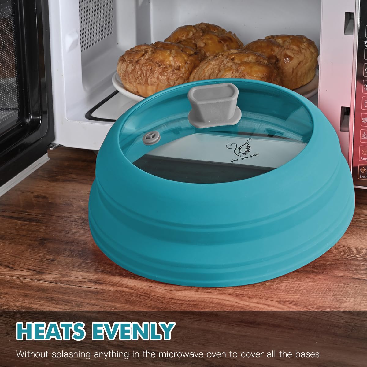 GLOU-GLOU GOOSE GGG blue glass lid on pot for steaming and reheating