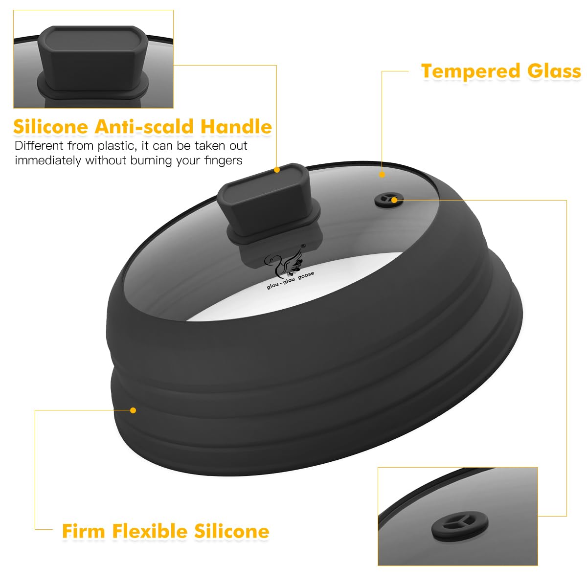 Collapsible silicone handle from GLOU-GLOU GGG stays cool to touch during use