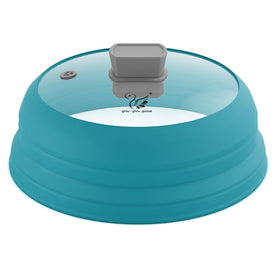 GLOU-GLOU GOOSE GGG microwave splatter cover blue, top view for clean reheats