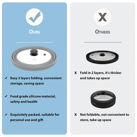 Clear tempered glass lid allows view of food while heating