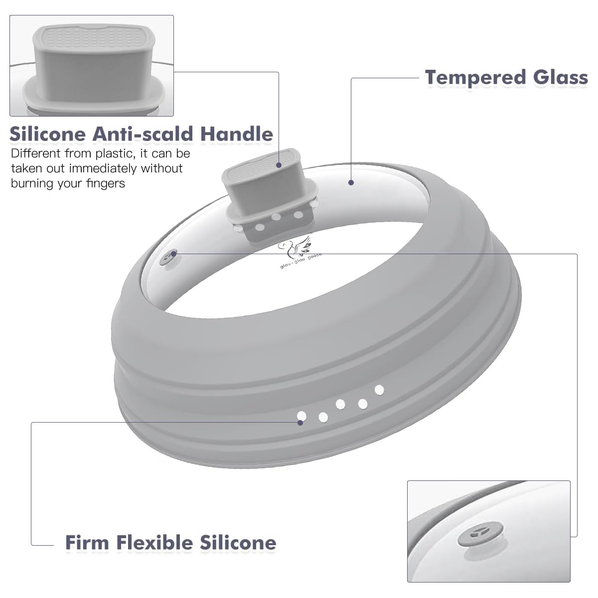 GLOU-GLOU GOOSE GGG versatile lid doubles as a pot cover for bowls and plates.