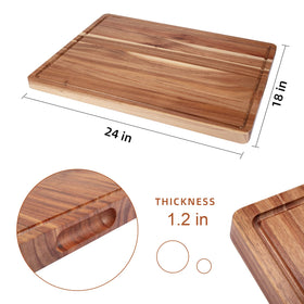 GlowSol acacia cutting board with reversible surface for versatile meal prep