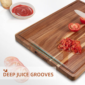 GlowSol cutting board for meat prep with a wide surface and juice groove