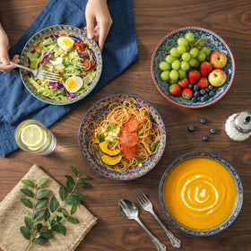 Glowworm colorful glaze enhances fruit and dessert display.