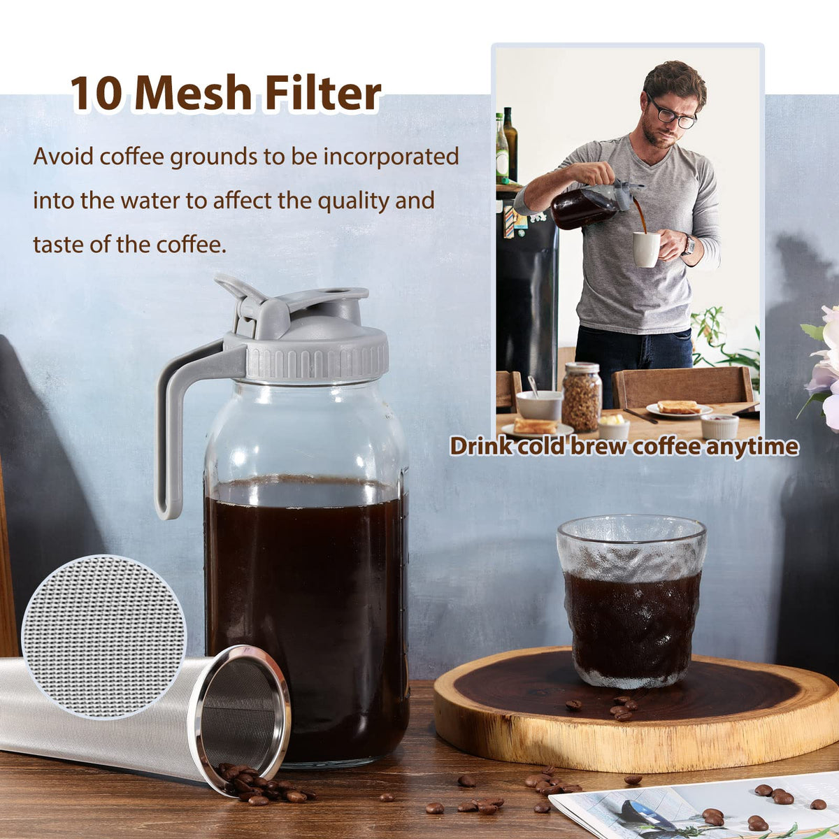 Glyntrof leak-proof spout and sealing ring prevent spills while pouring.