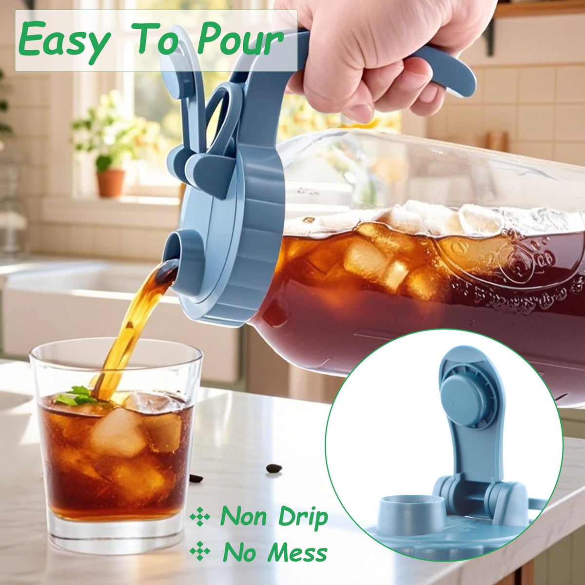GMAEURL Mason Jar Pitcher with stainless steel filter for smooth cold brew.