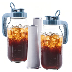 GMAEURL Mason Jar Pitcher wide-mouth design for easy ingredient addition.