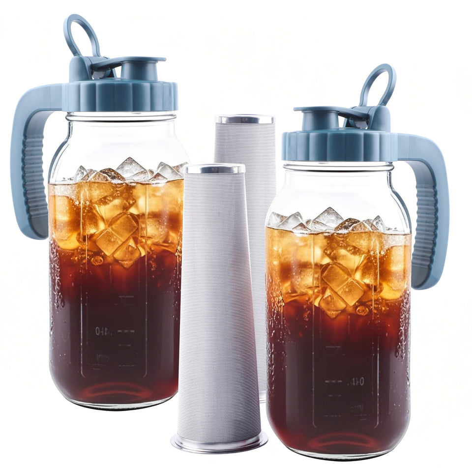 GMAEURL Mason Jar Pitcher wide-mouth design for easy ingredient addition.