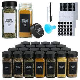 GMAMXD 24-glass spice jars with labels for organized storage.