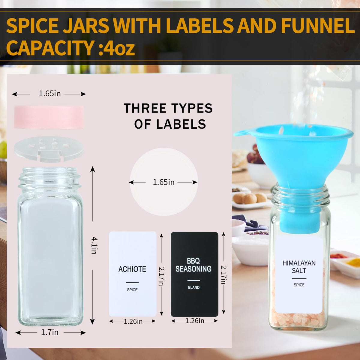 GMAMXD 2-in-1 shaker lids for easy, mess-free seasoning.