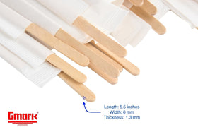 Gmark 7-inch heavy-duty birch stirrer ideal for thick beverages.