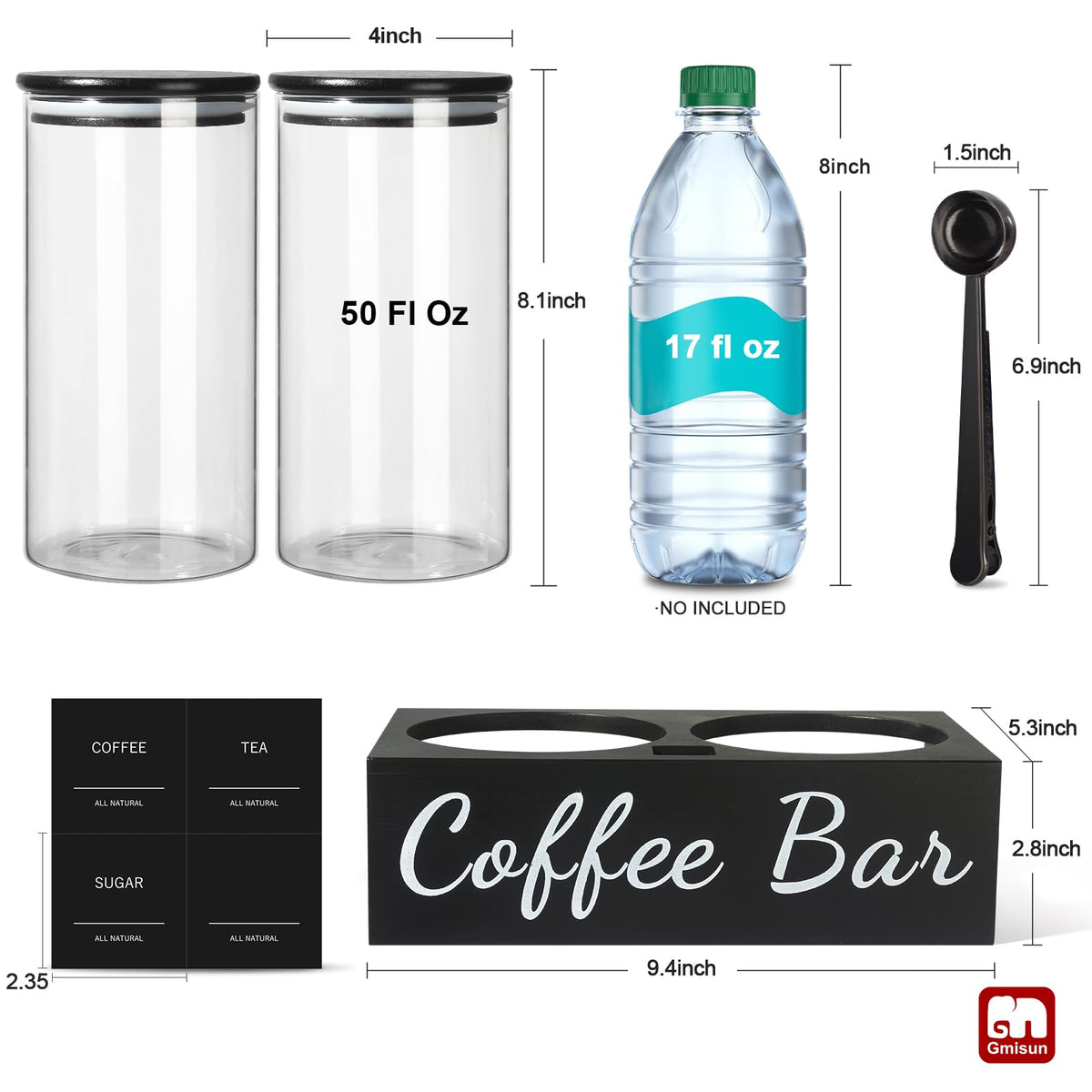GMISUN bamboo-lid sealed canisters prevent air exposure and preserve aroma.