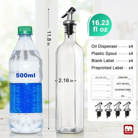 GMISUN oil dispenser 4-pack close-up of upgraded flip spout for precise pours.