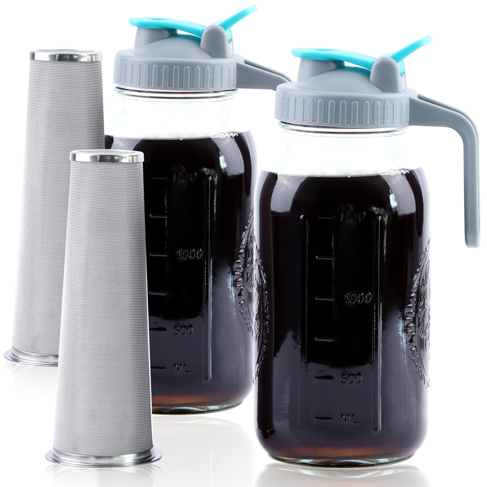 GMSWEET 64oz cold brew mason jar with wide mouth for easy loading