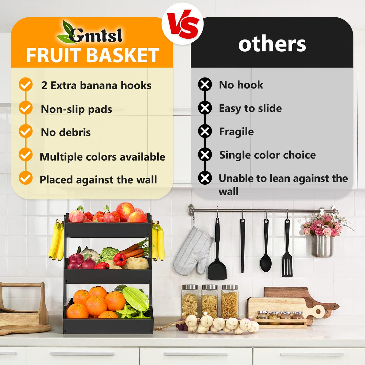 GMTSL fruit basket on counter filled with fresh produce