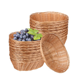 GNIEMCKIN 30-pack oval poly wicker baskets arranged for organized storage and display