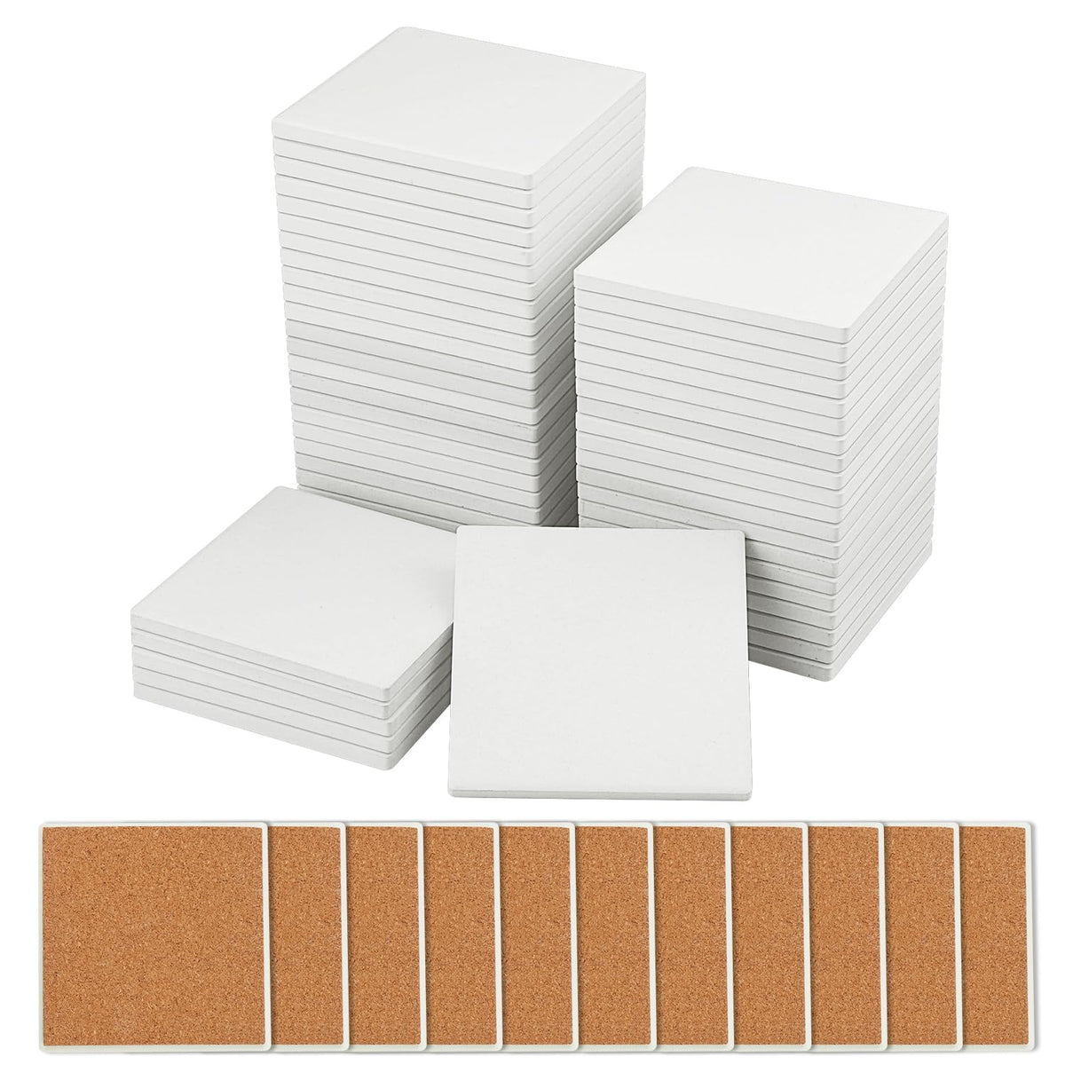 GNIEMCKIN blank ceramic coaster tiles ready for painting and crafting on an absorbent surface