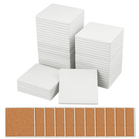 GNIEMCKIN blank ceramic coaster tiles ready for painting and crafting on an absorbent surface