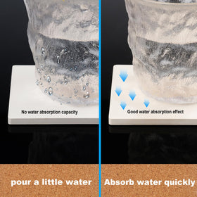 GNIEMCKIN square coaster with cork pads protects surfaces.