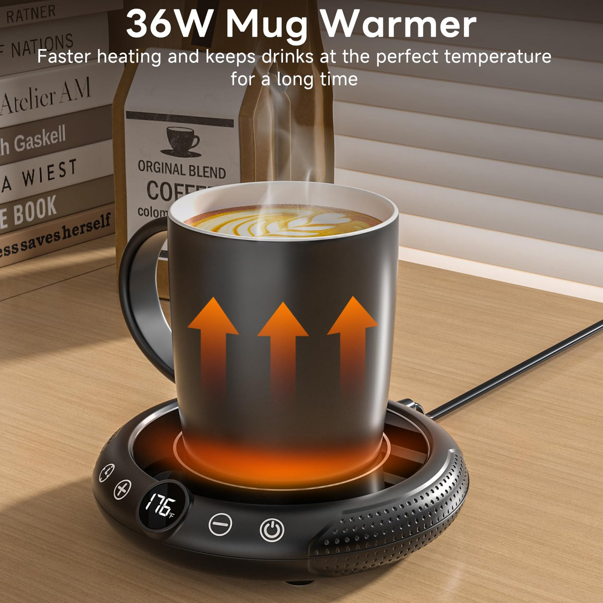 GNIYUIX mug warmer demonstrates cups compatibility for glass, ceramic, and metal