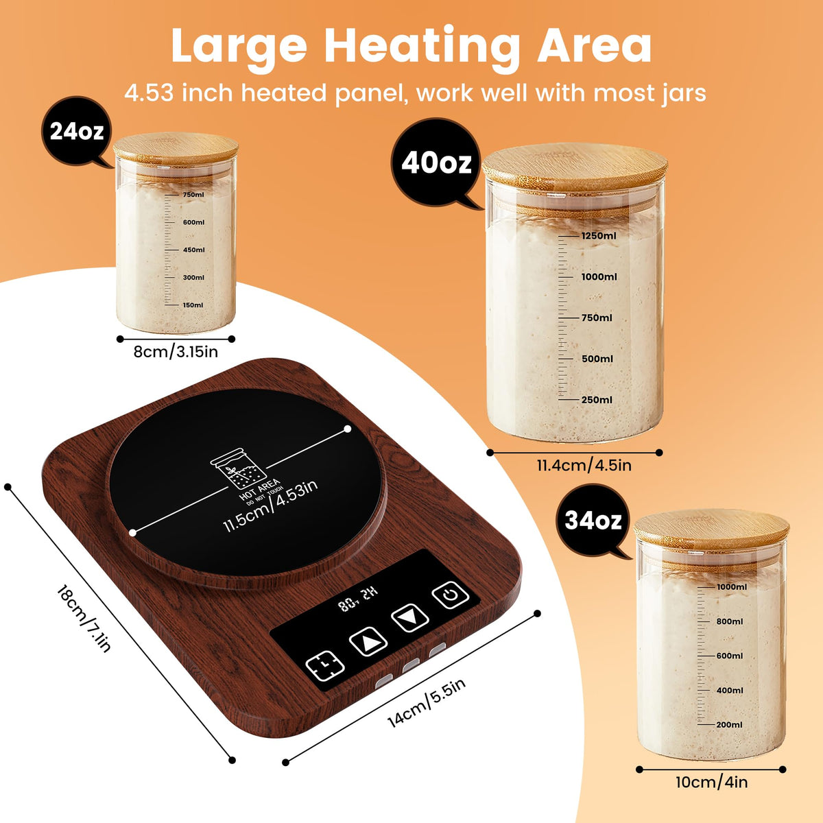 GNIYUIX sourdough starter warmer control panel displays exact 1°F adjustments for fermentation.