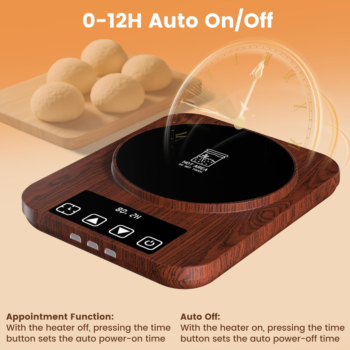 GNIYUIX sourdough starter warmer LED indicators help monitor heat status during fermentation.