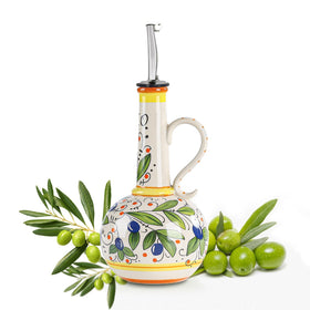 Gnlnkn ceramic olive oil dispenser 18oz on kitchen counter, showing the ceramic glaze and compact profile.