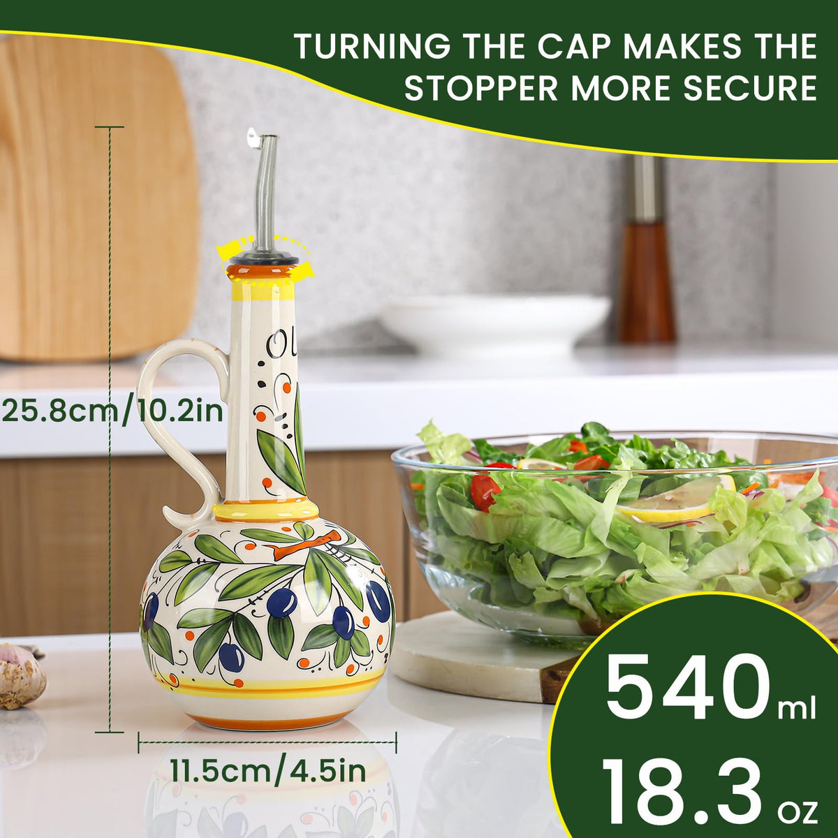 Gnlnkn vinegar cruet with stainless steel spout for precise pouring.