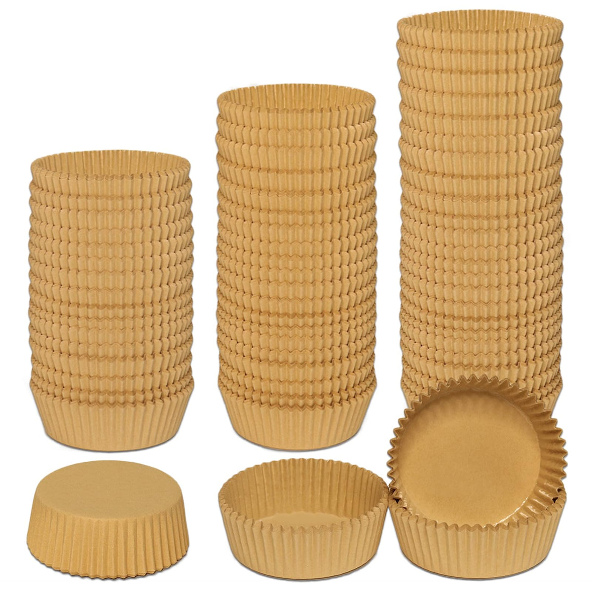 Goalfly extra jumbo cupcake liners in brown with easy release design.