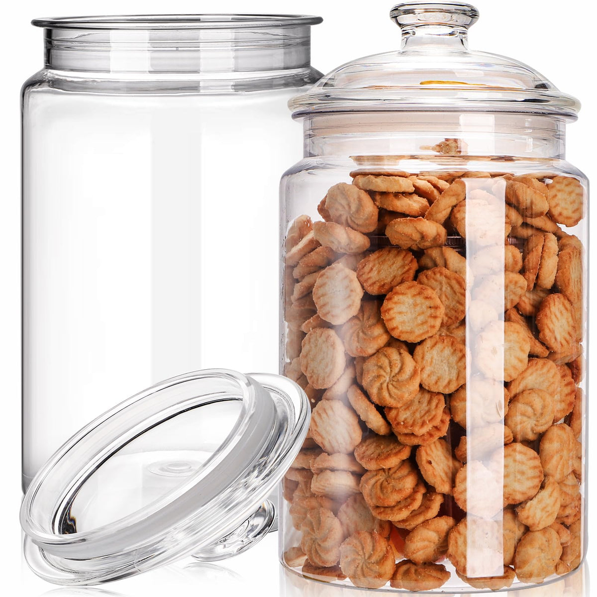 Goaste 2-pack 130oz cookie jars with lids for easy snack organization.