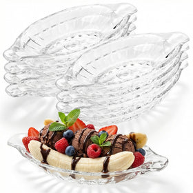 Goaste 8-pack banana split bowls, durable clear design for versatile dessert servings.